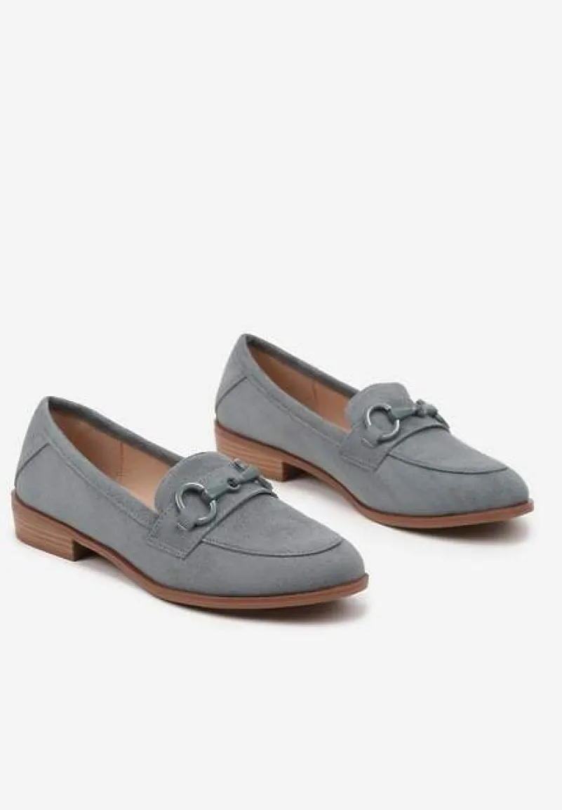 Zielone Mokasyny z Wkładką ze Skóry Naturalnej Zdobione Łańcuszkiem Delariona