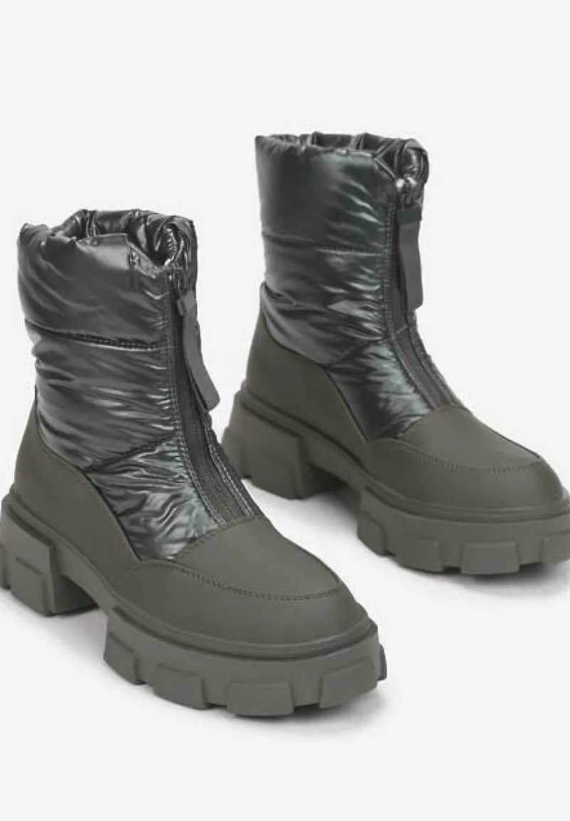 Zielone Śniegowce na Grubej Podeszwie Besi