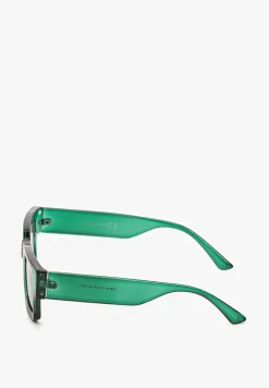 Zielone Okulary Przeciwsłoneczne Wykończone Grubymi Oprawkami z Filtrem UV Elledelime
