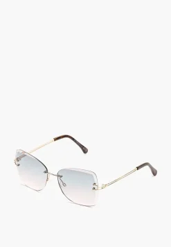 Zielone Okulary Przeciwsłoneczne w Metalicznej Oprawie Hellimia