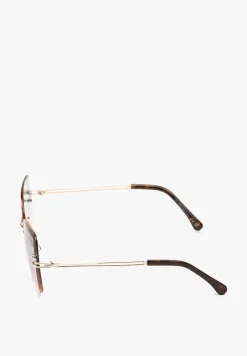 Zielone Okulary Przeciwsłoneczne w Metalicznej Oprawie Hellimia