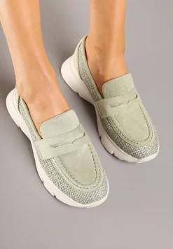 Zielone Półbuty na Tłoczonej Platformie Eraviella