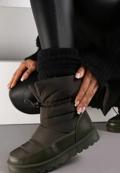 Zielone Pikowane Śniegowce z Troczkiem Pehn