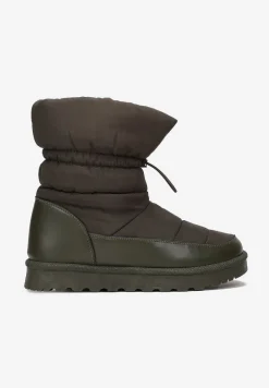 Zielone Pikowane Śniegowce z Troczkiem Pehn