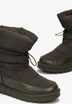 Zielone Pikowane Śniegowce z Troczkiem Pehn