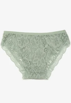 Zielone Prążkowane Majtki Figi z Koronką Okarde