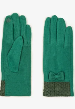 Zielone Rękawiczki z Bawełną Ozdobione Kokardką Visemi