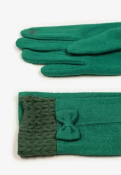 Zielone Rękawiczki z Bawełną Ozdobione Kokardką Visemi