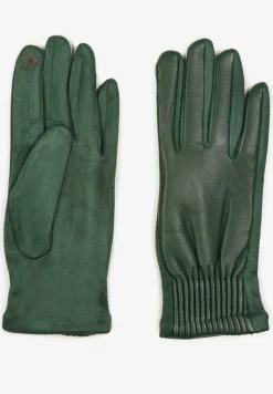 Zielone Rękawiczki z Marszczonym Wzorem Lynlemi