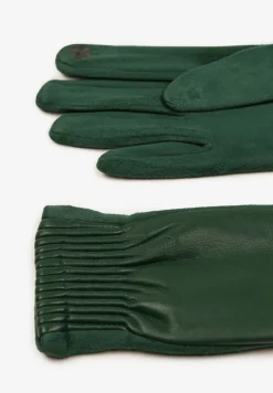 Zielone Rękawiczki z Marszczonym Wzorem Lynlemi