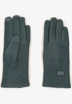 Zielone Rękawiczki Zimowe z Bawełną Ozdobione Aplikacją Gralemi