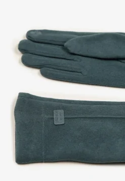 Zielone Rękawiczki Zimowe z Bawełną Ozdobione Aplikacją Gralemi