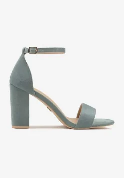 Zielone Sandały Vices na Słupku z Wkładką ze Skóry Naturalnej Avelhira