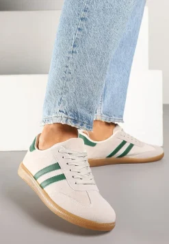 Zielone Sneakersy Typu Kultowe Tenisówki Zdobione Przeszyciami Remiana