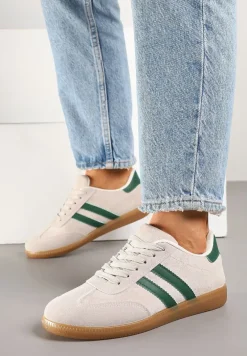 Zielone Sneakersy Typu Kultowe Tenisówki Zdobione Przeszyciami Remiana