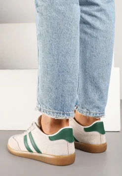 Zielone Sneakersy Typu Kultowe Tenisówki Zdobione Przeszyciami Remiana