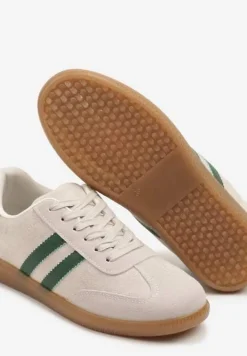 Zielone Sneakersy Typu Kultowe Tenisówki Zdobione Przeszyciami Remiana