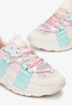 Zielone Sneakersy z Ozdobnym Sznurowaniem i Taśmami Larvel