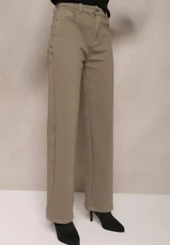 Zielone Szerokie Spodnie High Waist Inthini