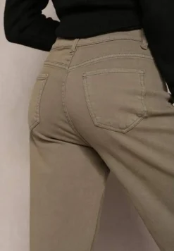 Zielone Szerokie Spodnie High Waist Inthini