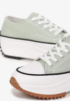 Zielone Sznurowane Trampki Przed Kostkę Na Platformie Camely