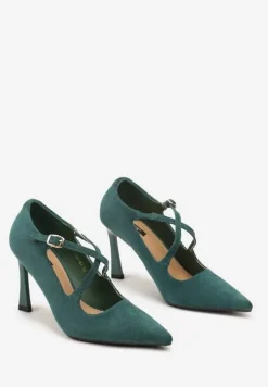 Zielone Szpilki Vices z Ozdobnymi Paskami Tamorniel