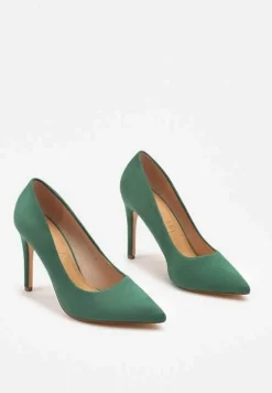 Zielone Szpilki Vices ze Skórzaną Wkładką w Klasycznym Stylu Vennael