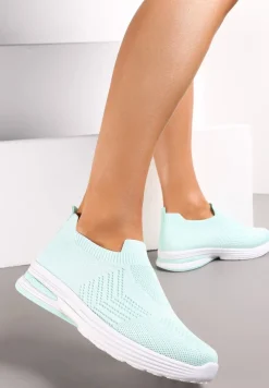 Zielone Wsuwane Buty Sportowe na Płaskiej Podeszwie Sheina