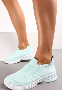 Zielone Wsuwane Buty Sportowe na Płaskiej Podeszwie Sheina