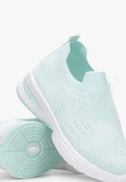 Zielone Wsuwane Buty Sportowe na Płaskiej Podeszwie Sheina