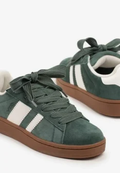 Zielono-Białe Sneakersy Typu Kultowe Tenisówki Zdobione Paskami Nevellise