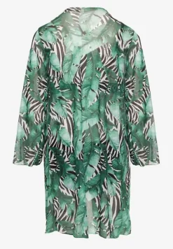 Zielono-Czarne Bikini Majtki Figi Biustonosz i Siateczkowa Narzutka Folanisse