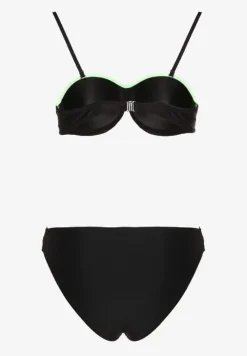 Zielono-Czarne Bikini z Metaliczną Nicią Usztywniany Biustonosz i Figi Mitelle
