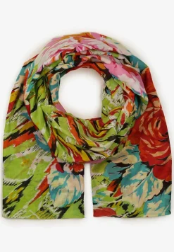 Zielono-Czerwony Bawełniany Szalik Apaszka z Modnym Wzorem Xorria