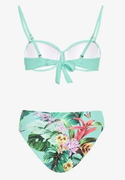 Zielono-Niebieskie Bikini Majtki Figi i Biustonosz z Metalicznymi Aplikacjami Natorea