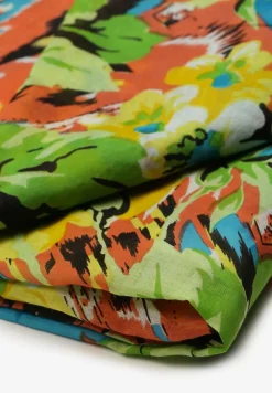 Zielono-Pomarańczowy Bawełniany Szalik Apaszka z Modnym Wzorem Xorria