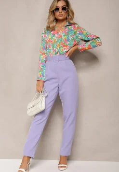 Zielono-Różowa Koszula o Klasycznym Kroju we Florystyczny Print Ationama