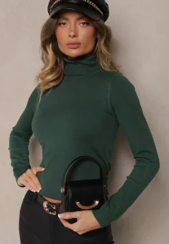 Zielony Casualowy Golf z Wiskozą i Modalem Lannetora