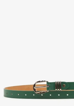 Zielony Casualowy Pasek Ozdobiony Metaliczną Wstawką Tinika