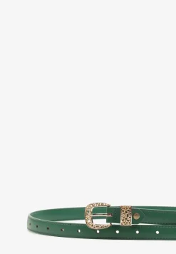 Zielony Casualowy Pasek Ozdobiony Metaliczną Klamrą Deranea