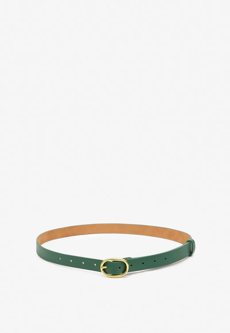 Zielony Casualowy Pasek Wykończony Metaliczną Klamrą Tinaria