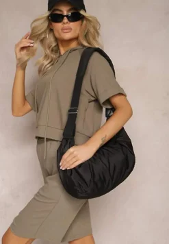 Zielony Komplet Dresowy Bluza z Kapturem i Krótkimi Rękawami oraz Szorty Choana