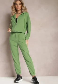 Zielony Komplet Dresowy 2-częściowy z Bluzą i Spodniami Serenitea