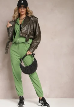 Zielony Komplet Dresowy 2-częściowy z Bluzą i Spodniami Serenitea