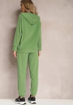 Zielony Komplet Dresowy 2-częściowy z Bluzą i Spodniami Serenitea