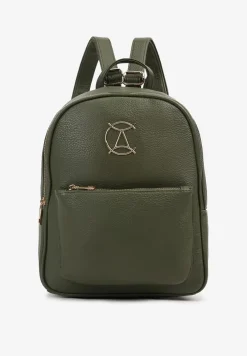 Zielony Mały Plecak z Regulowanymi Szelkami Zdobiony Metalowym Detalem Labilia