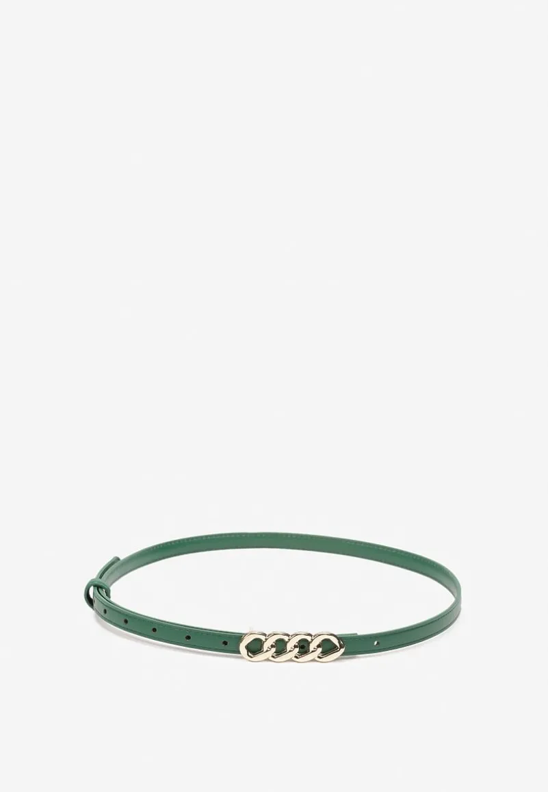 Zielony Pasek z Klamrą Imitującą Łańcuch Uridia