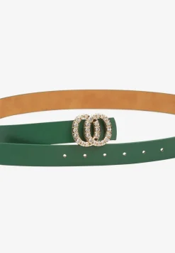 Zielony Pasek z Okrągłą Klamrą i Cyrkoniami Kefia