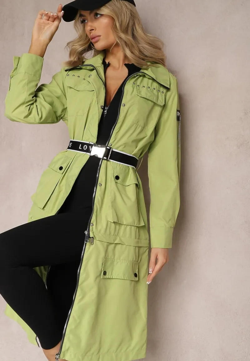 Zielony Płaszcz z Regulacją Długości Aavya