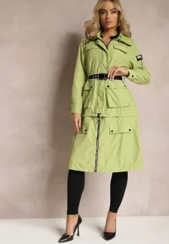 Zielony Płaszcz z Regulacją Długości Aavya